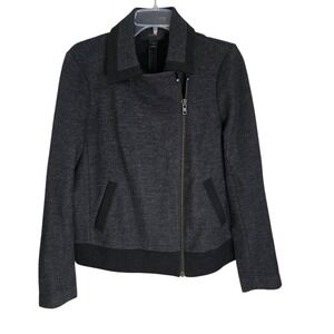 J. Crew Women's Wool‎ Blend Moto Jacket Gray Full Zip Bomber Size 10
